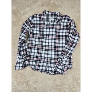 TRUE CRAFT Plaid Flannel Shirt Long Sleeve Button Up Size XL Black White‎ Red